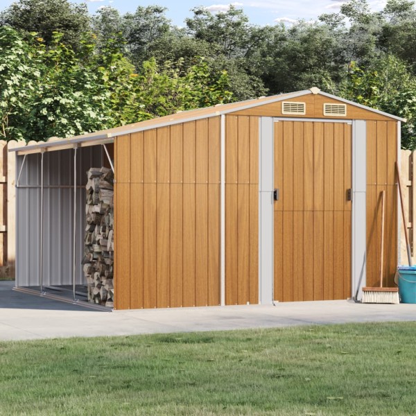 Garden shed, light brown, 277x279x179cm, steel