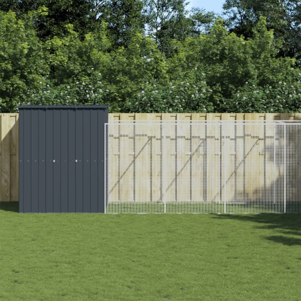 Dog cage with enclosure, anthracite, 165x863x181cm, steel