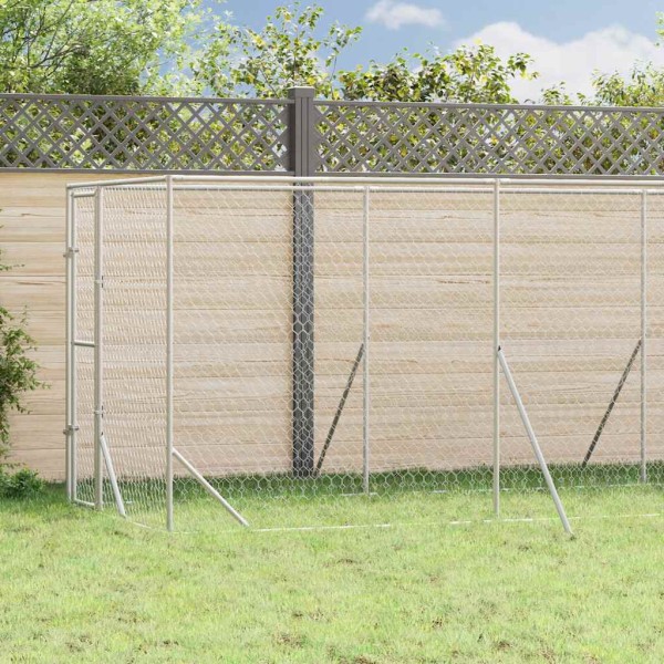 Lauko voljeras šunims, sidabrinis, 2x6x2m, plienas