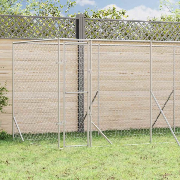 Lauko voljeras šunims, sidabrinis, 6x2x2m, plienas