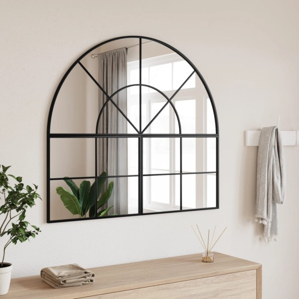 Wall mirror, black, 100x90cm, iron, Arctic