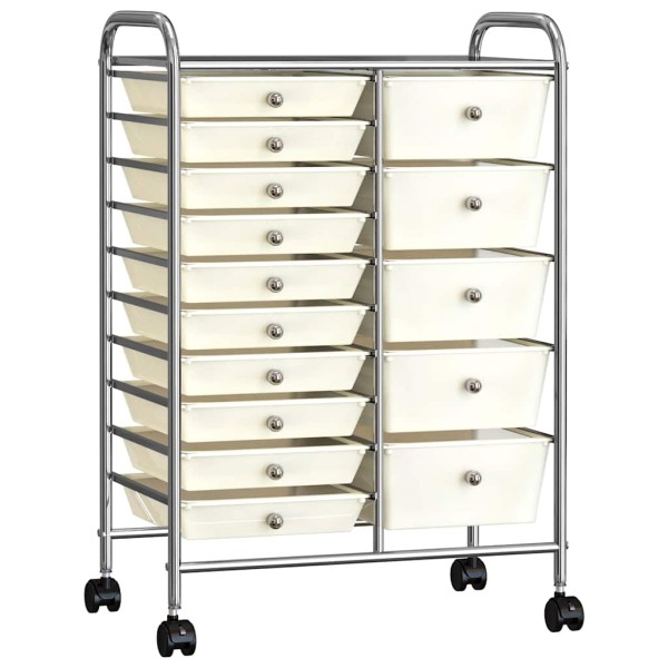 Mobile Trolley, 15 drawer, white, plastic, XXL