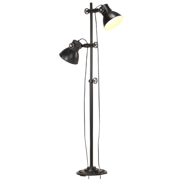 Torsher with 2 luminaire caps, black, cast iron, E27