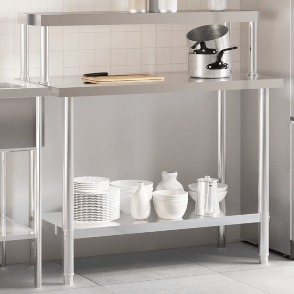 Kitchen Desktop with shelf top, 110x55x120cm, steel