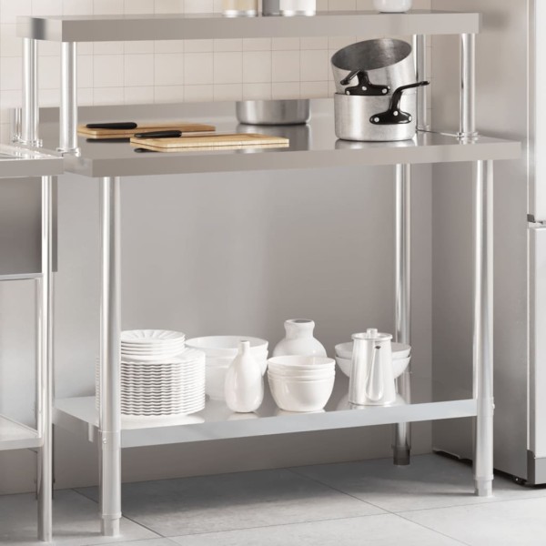 Kitchen Desktop with shelf top, 110x55x120cm, steel