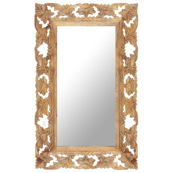 Mirror, brown, 80x50cm, mango array, carved by hand