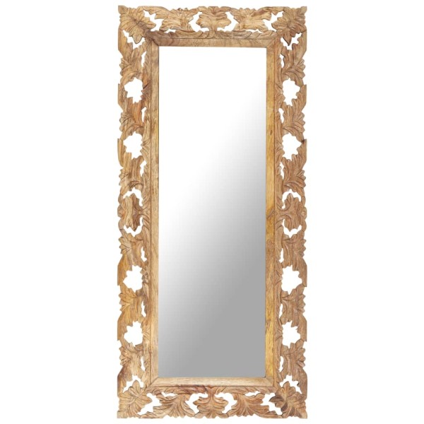 Mirror, brown, 110x50cm, mango array, carved by hand