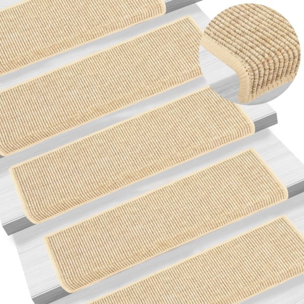 Staircase mats, 15 pcs, 65x21x4 cm, light sand, rectangular edges
