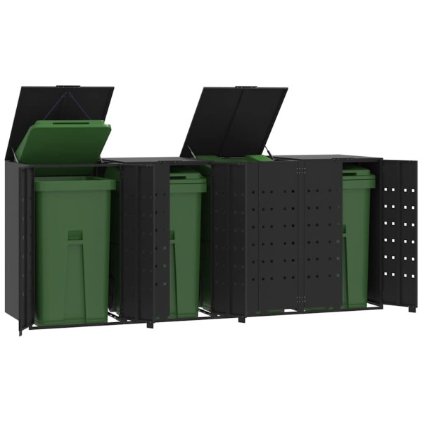 Station for four containers, black, 276x79x117cm, steel