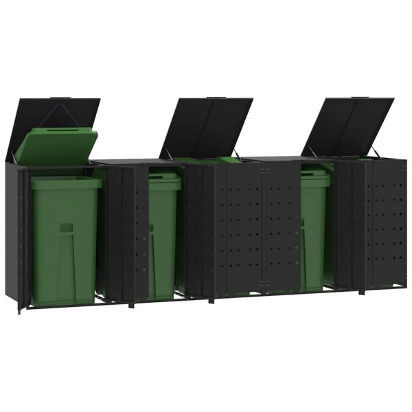 Station for five containers, black, 345x79x117cm, steel