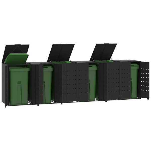 Parking for six containers, black, 414x79x117cm, steel