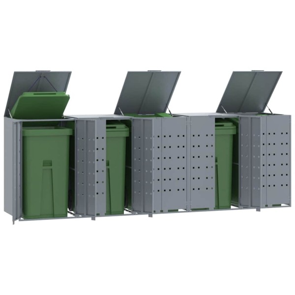 Station for five containers, grey, 345x79x117cm, steel