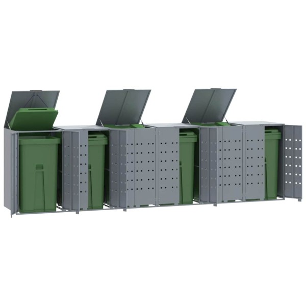 Station for 6 containers, grey, 414x79x117cm, steel