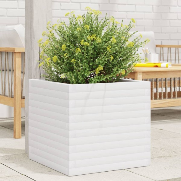 Garden bed, white, 50x50x46cm, pine wood array