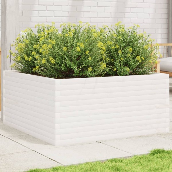 Garden bed, white, 100x100x46cm, pine wood array
