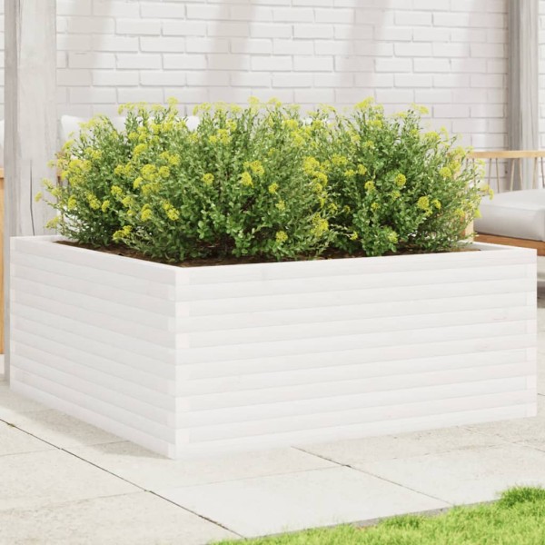 Garden bed, white, 110x110x46cm, pine wood array