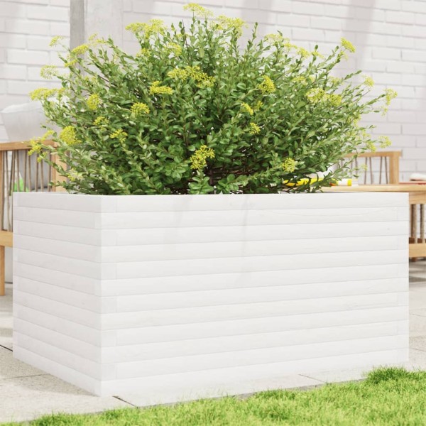 Garden bed, white, 90x60x46cm, pine wood array