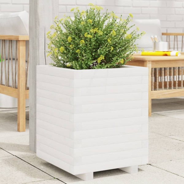 Garden bed, white, 40x40x49,5cm, pine wood array
