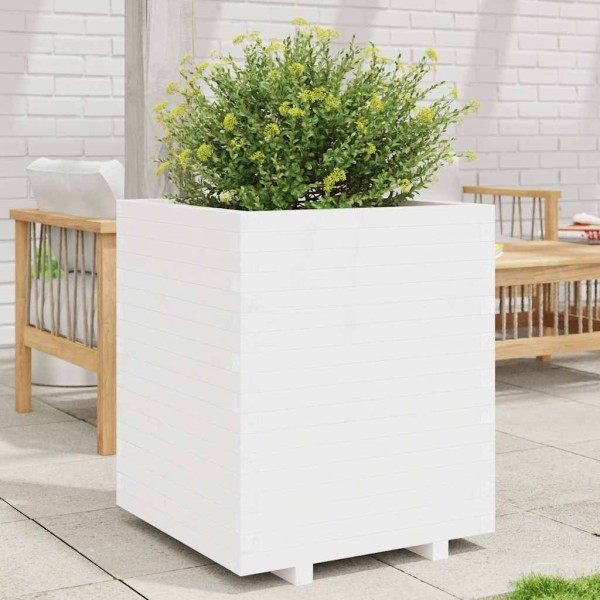Garden bed, white, 60x60x72,5cm, pine wood array