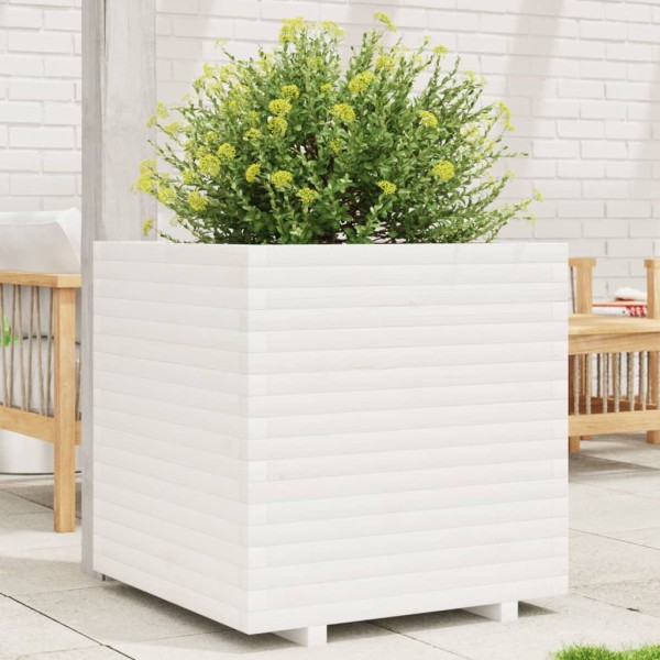 Garden bed, white, 70x70x72cm, pine wood array