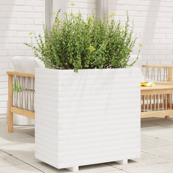 Garden bed, white, 70x40x72cm, pine wood array