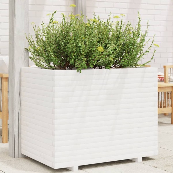 Garden bed, white, 90x60x72cm, pine wood array
