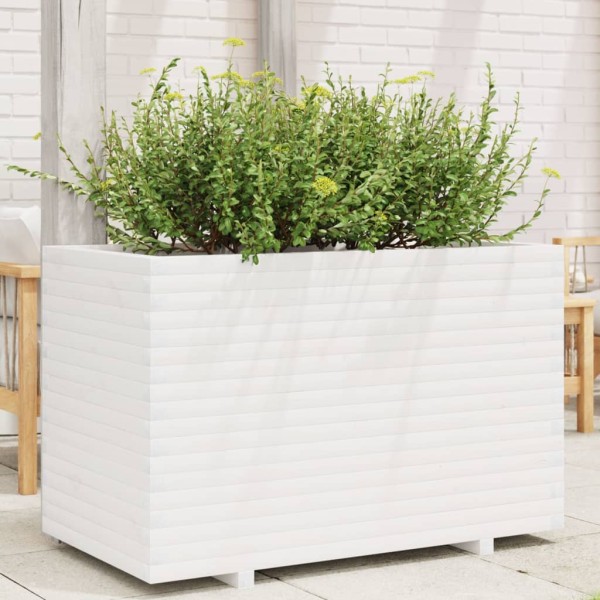 Garden bed, white, 110x60x72cm, pine wood array