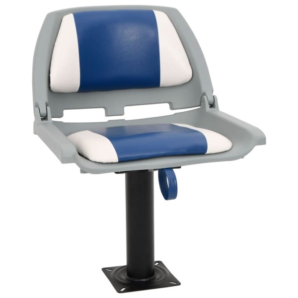 Boat seat set, 2 parts, blue / white, 48x51x41cm