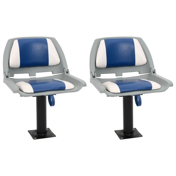 Boat seat set, 4 parts, blue / white, 48x51x41cm