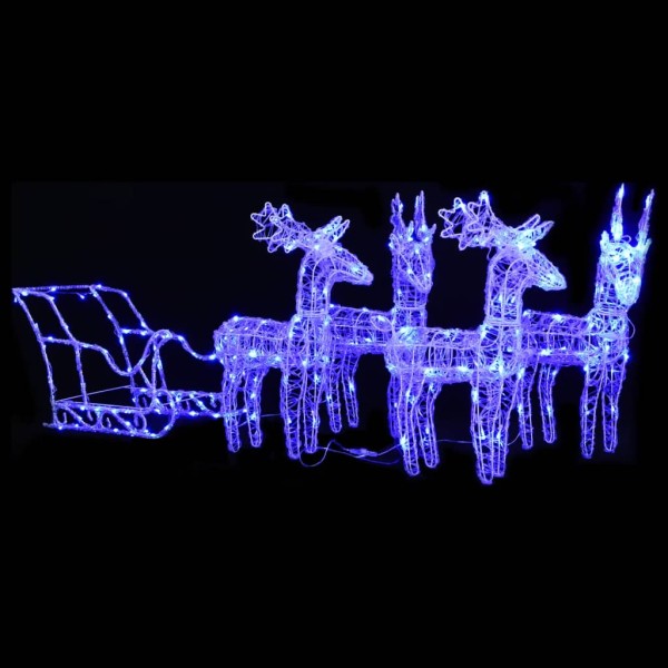 Christmas decorating deer and sled, 280x28x55cm, acrylic