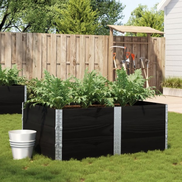Garden bed, black, 150x100cm, pine wood array