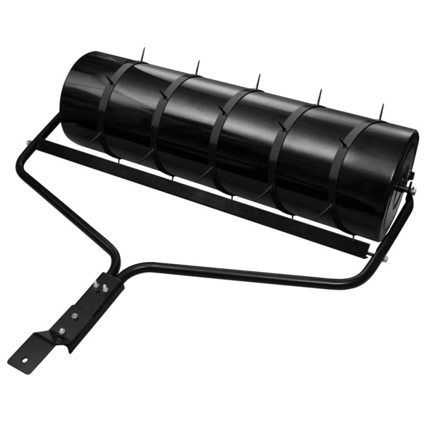 Garden lawn roller with aerator clips, black, iron