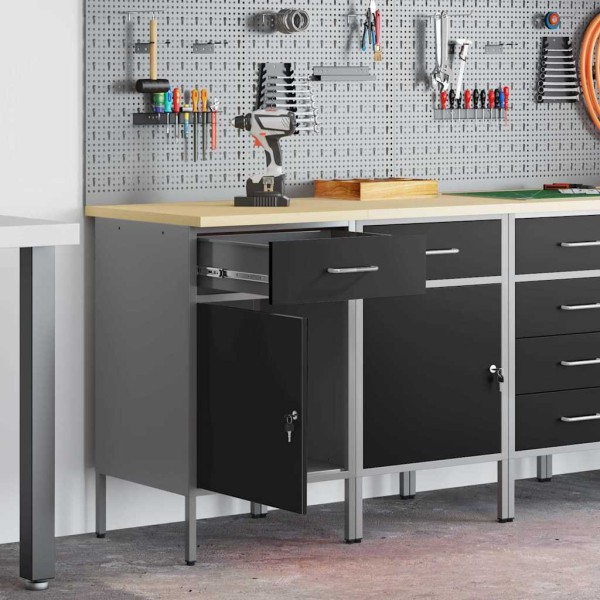 Work cabinet with drawer 2 pcs Black and grey 100 x 55 x 85 cm