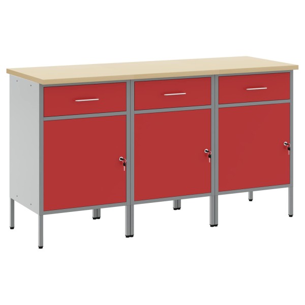 Work cabinet with drawer 3 pcs Red and gray 150 x 55 x 85 cm