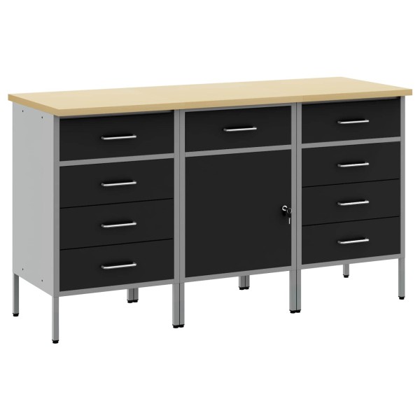 Working cabinet with drawer 3 pcs Black and grey 150 x 55 x 85 cm