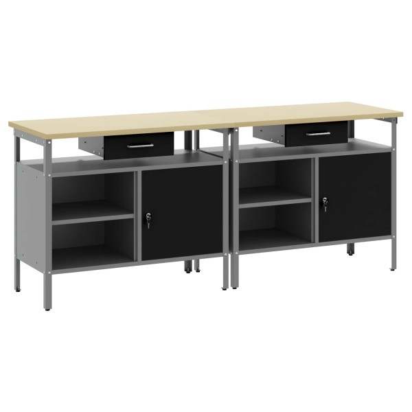 Desktop Set 2 pcs Black and grey 200 x 55 x 85 cm
