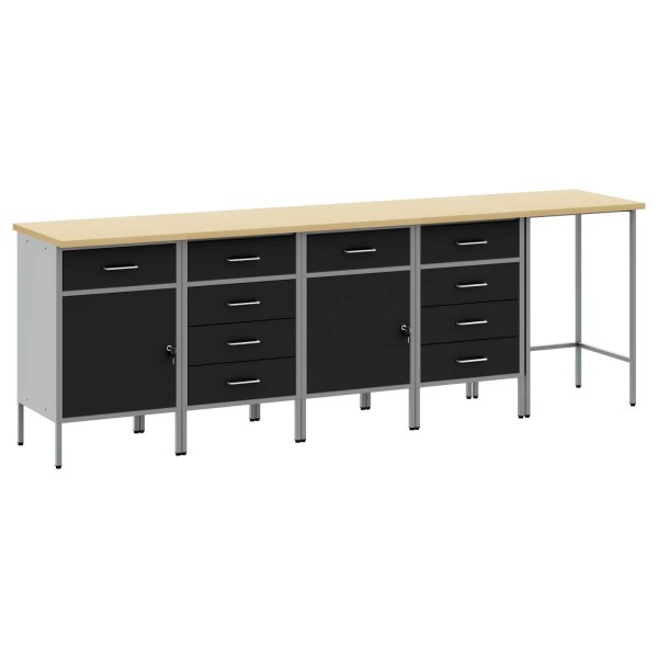 Work cabinet set with drawer 5 pcs Black and grey