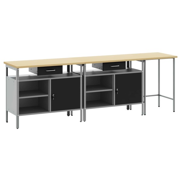 Desktop set with drawer 3 pcs Black and grey