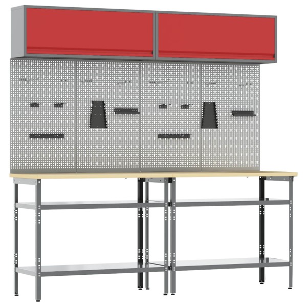 Desktop set with shelf 8 pcs Red and grey