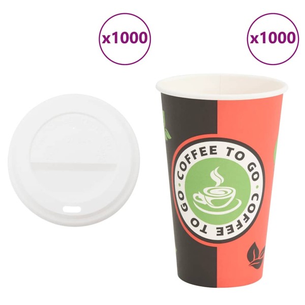 vida XL paper coffee cups with lid 1000 pcs 16oz 400 ml
