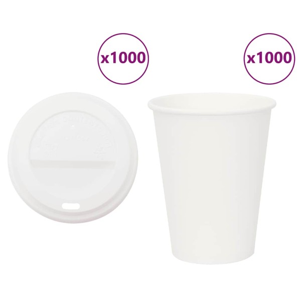 vida XL paper coffee cups with lid 1000 pcs 12oz 300ml
