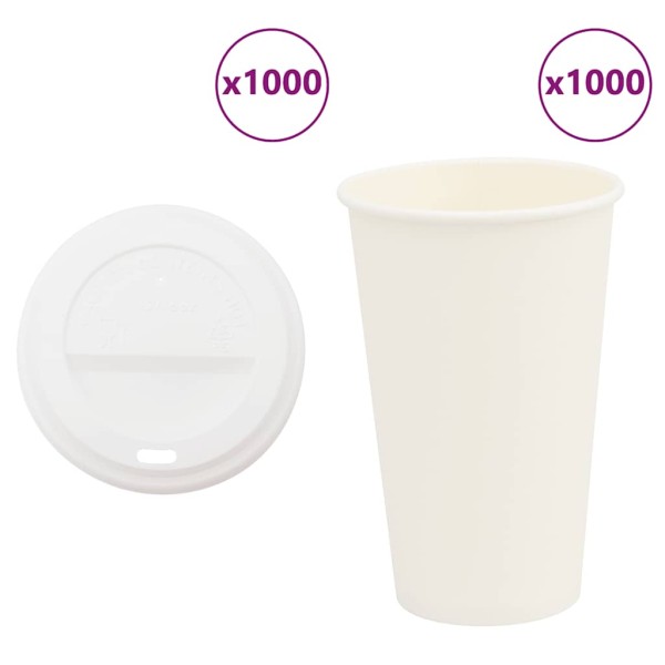 vida XL paper coffee cups with lid 1000 pcs 16oz 400 ml
