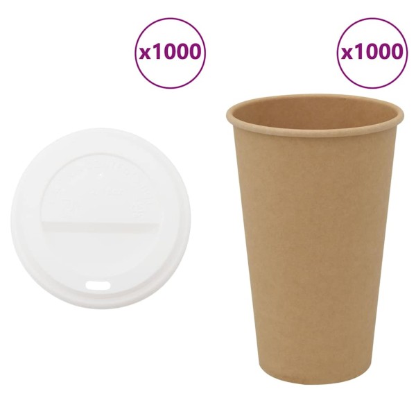 vida XL paper coffee cups with lid 1000 pcs 16oz 400 ml