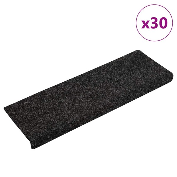 Staircase mats, sticky, 30 pcs, black, 65x21x4 cm, rectangular edges