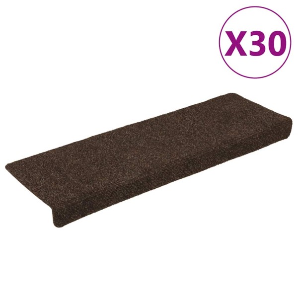 Staircase mats, sticky, 30 pcs, 65x21x4 cm, brown, rectangular edges