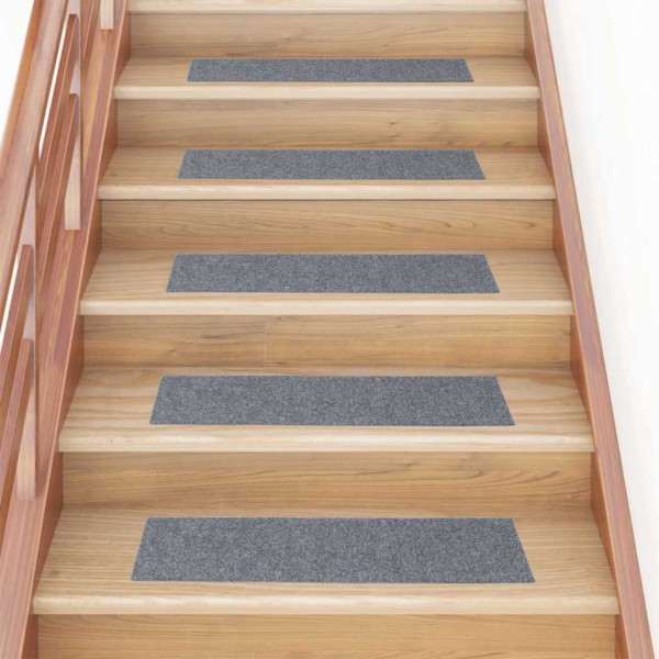 Staircase mats, sticky, 30 pcs, 76x20 cm, light grey, rectangular