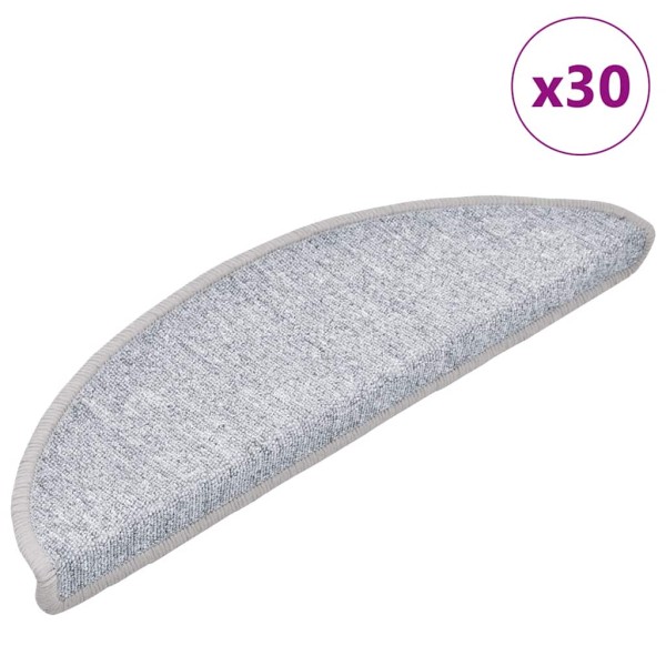 Staircase mats, 30 pcs, 56x17x3 cm, light grey, round
