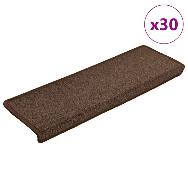 Staircase mats, 30 pcs, 65x21x4 cm, coffee brown, rectangular edges