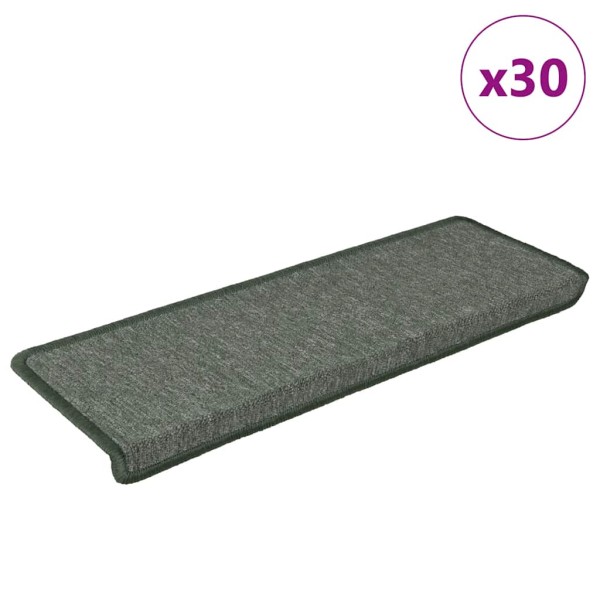 Staircase mats, 30 pcs, 65x21x4 cm, dark green, rectangular edges