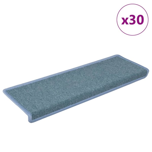 Staircase mats, 30 pcs, 65x21x4 cm, sea blue, rectangular edges